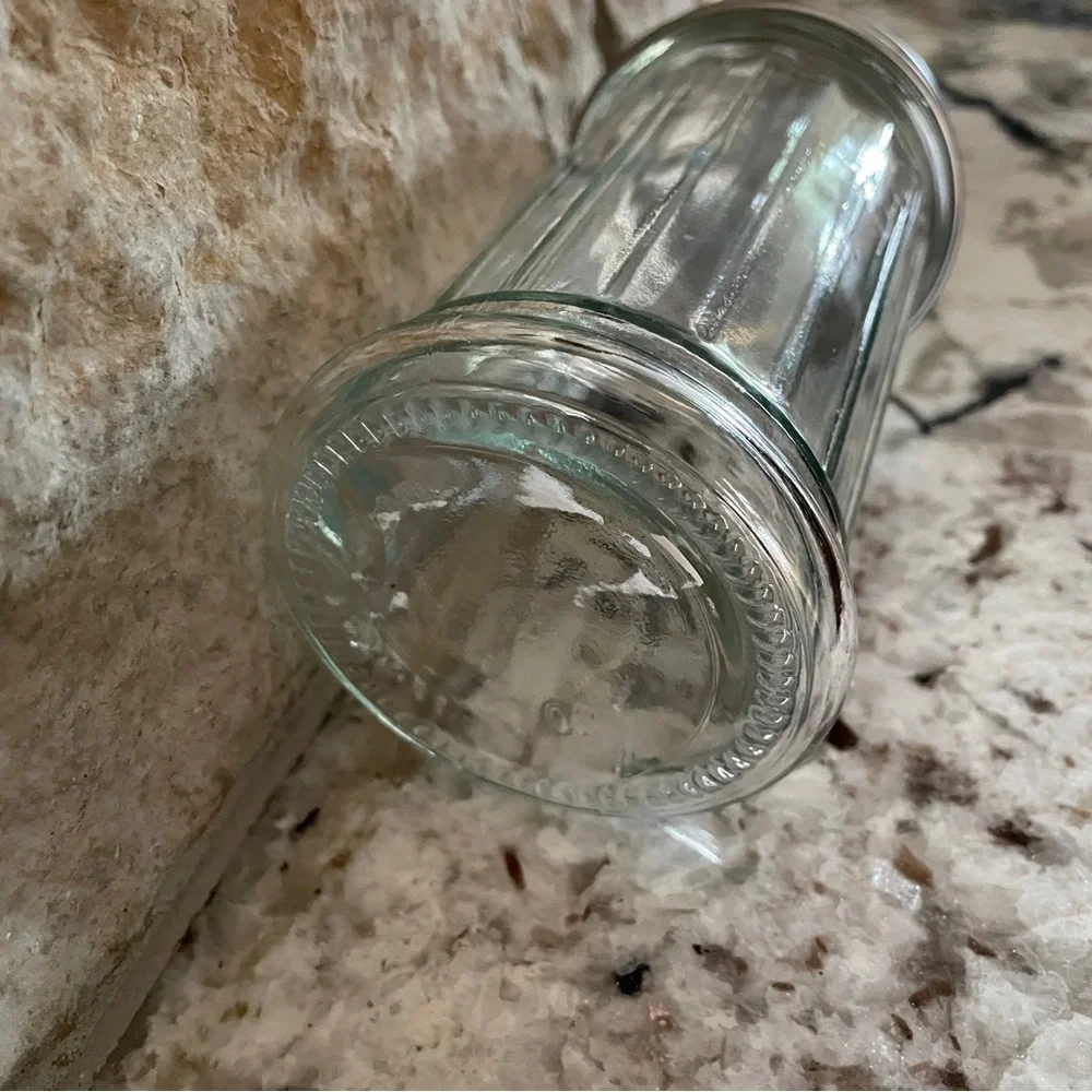 Vtg Ribbed Glass Sugar Shaker Dispenser Metal Flip Lid - Diner/Restaurant Style